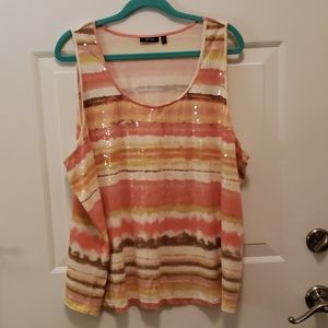 Beautiful multi colored tank w/clear sequins